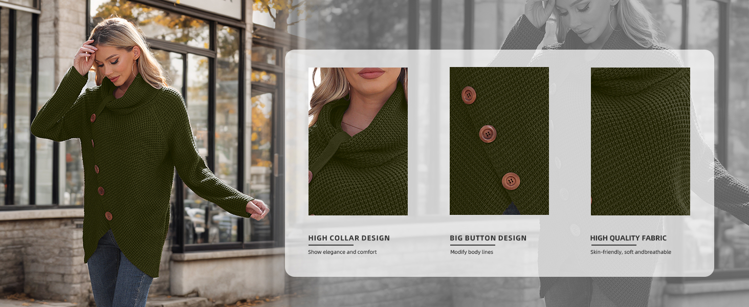 womens wrap sweater, trending gifts for teenage girls, ribbed button decor asymmetrical hem