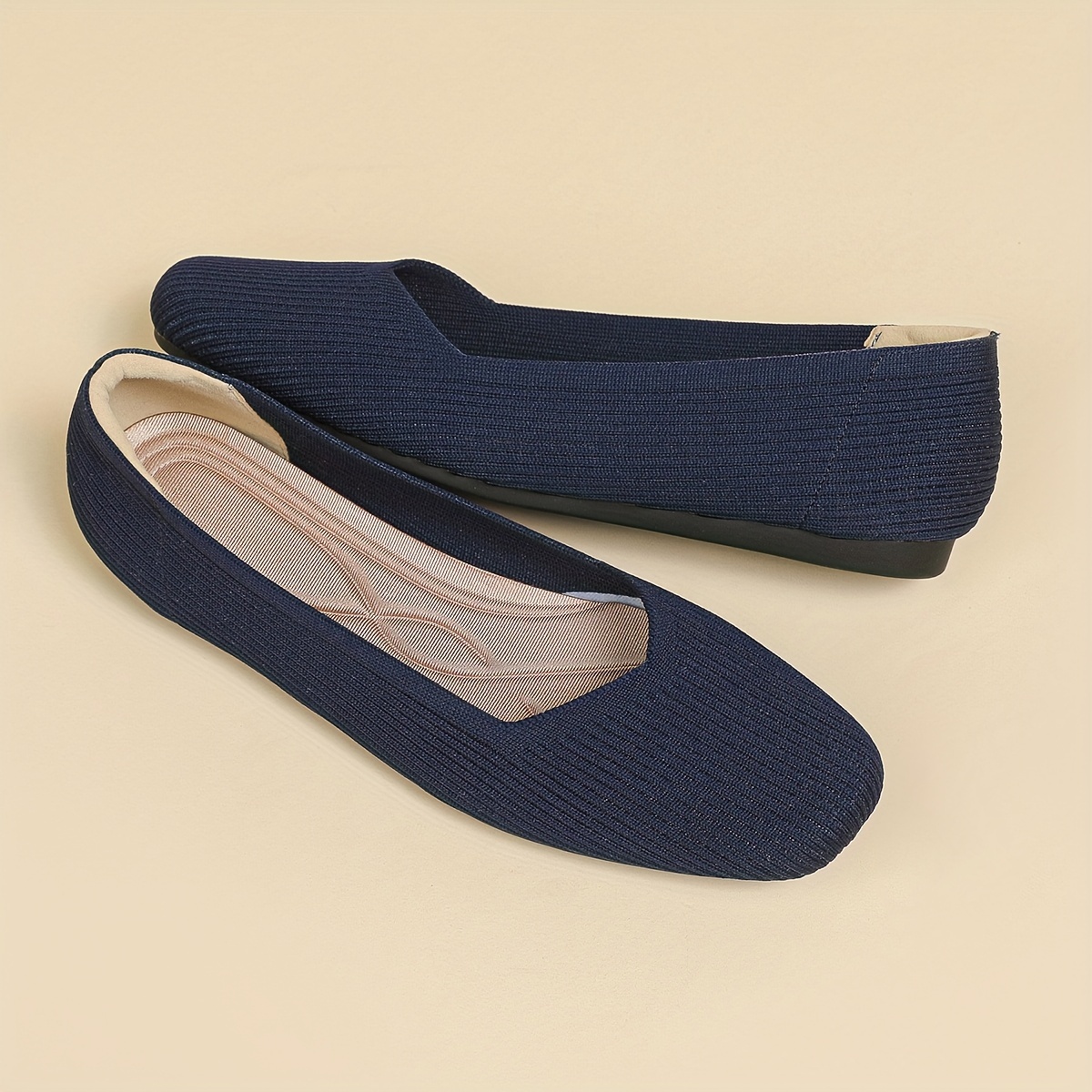 Women‘s Lightweight Knitted Ballet Flats - Breathable Soft Sole Slip On Shoes