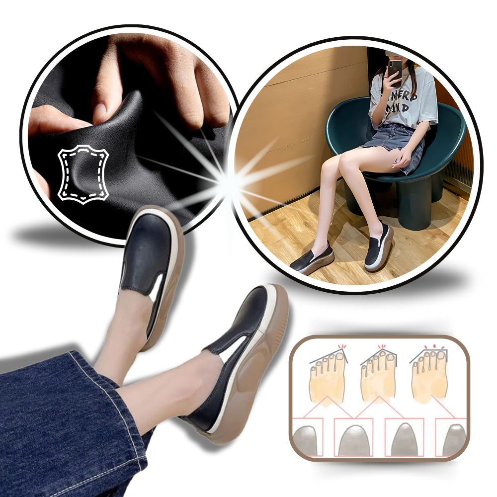 Lightweight Soft Platform Loafers - Supple Leather Comfort - Ozerty