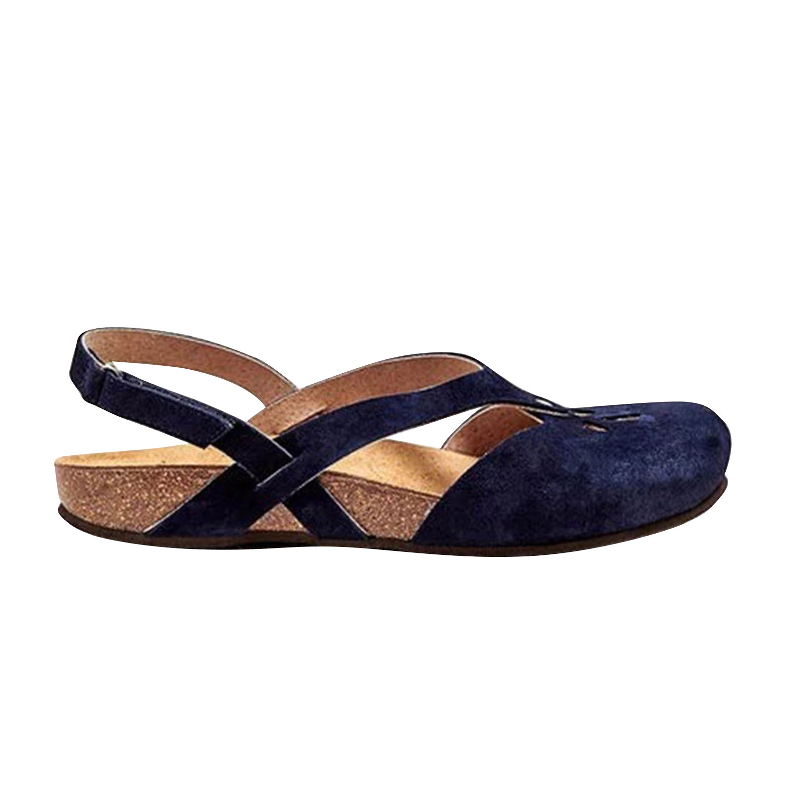 Miluxas 2025 Clearance! Women's Closed Toe Sandals Clearance Comfort Cork Footbed Arch Support Flat Sandals